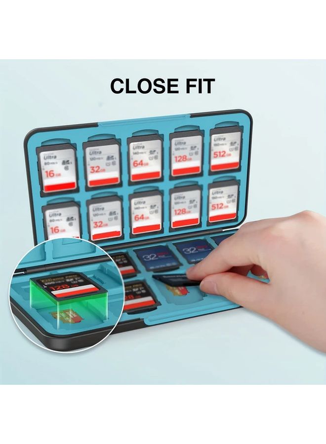 حافظة بطاقة ذاكرة سوداء لحمل 20 بطاقة SD و 20 بطاقة Micro SD TF، تخزين محمول - Image 4